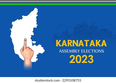 illustration of different people showing voting finger for Karnataka Legislative Assembly election