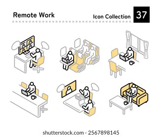 Illustration of different people working remotely