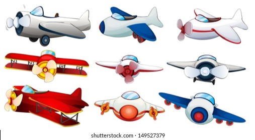 Illustration of the different plane designs on a white background