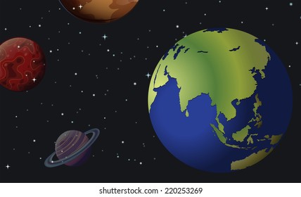Illustration of different planets in the solar system