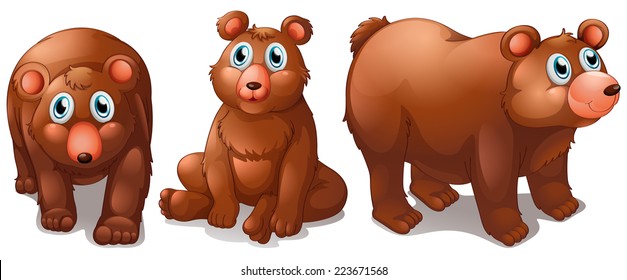 Illustration of different poses of bears