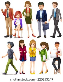 Illustration of different poses of businessmen