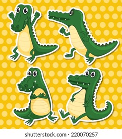 Illustration of different poses of a crocodile