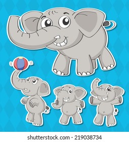 Illustration of different poses of elephant