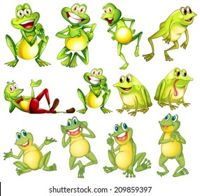 Illustration of different positions of frogs