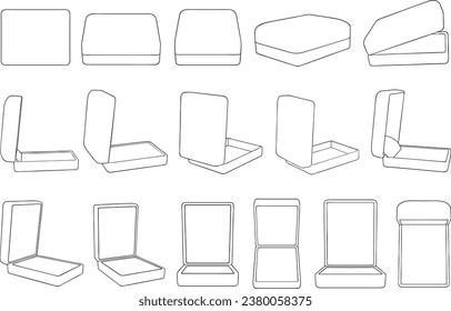 Illustration of different ring boxes isolated on white