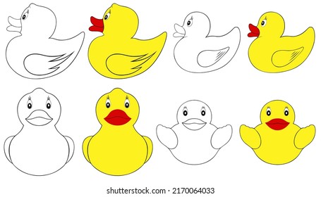 Illustration Different Rubber Ducks Isolated On Stock Vector (Royalty ...