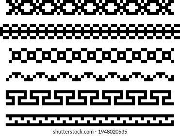 illustration of different seamless black borders