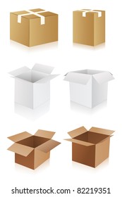 illustration of different shape cardboard boxes on isolated background