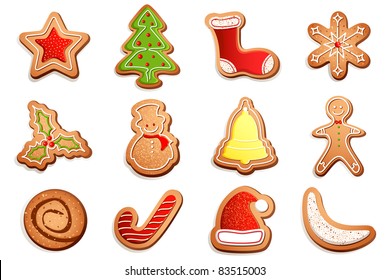 illustration of different shape cookies for christmas