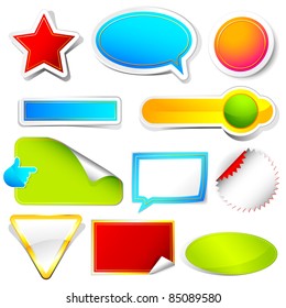 illustration of different shape sticker on isolated background