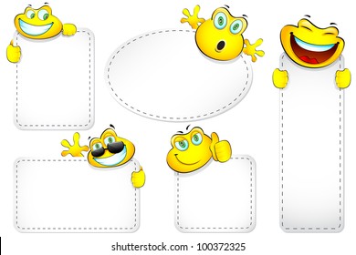 illustration of different size of label with smiley