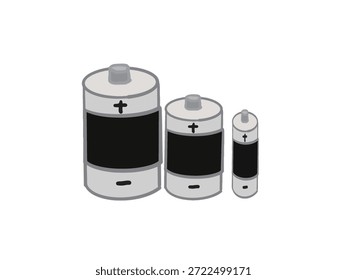 Illustration of different sized batteries lined up side by side
