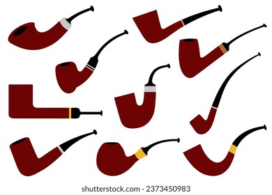 Illustration of different smoking pipes isolated on white