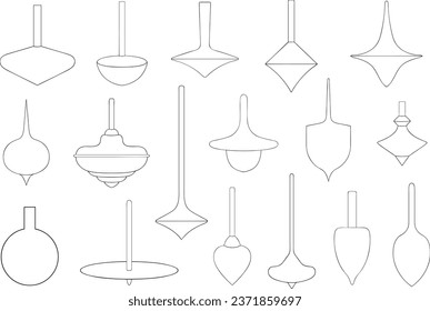 Ilustración de diferentes puntas giratorias aisladas en blanco