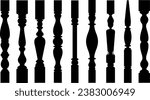 Illustration of different stair spindles and balusters isolated on white