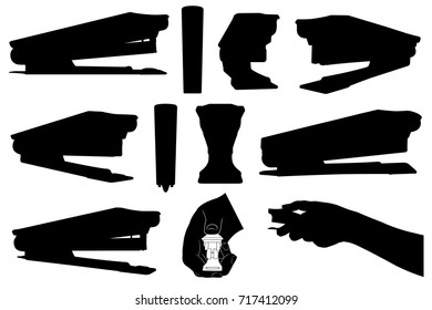 Illustration of different staplers isolated on white