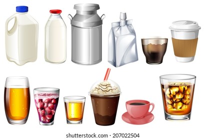 Illustration of the different storage and containers on a white background