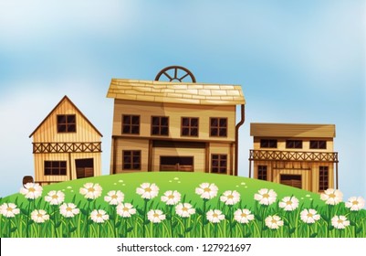Illustration of the different styles of wooden houses
