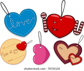 Illustration of Different Tags with a Valentine Theme