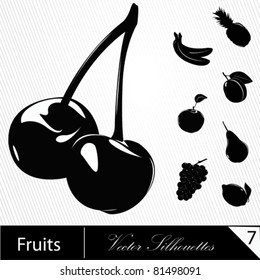 Illustration of different tasty  fruit. Vector.