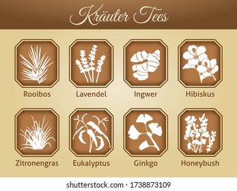 Illustration of different tea varieties as vector