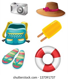 Illustration of the different things ideal for summer outings on a white background