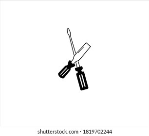 illustration with different tools silhouettes isolated on white background