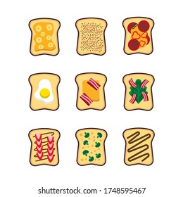 Illustration of Different Topping Bread Vector The Concept of Isolated Technology. Flat Cartoon Style Suitable for Landing Web Pages, Banners, Flyers, Stickers, Cards