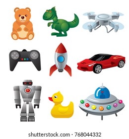 illustration of different toys for babies and child