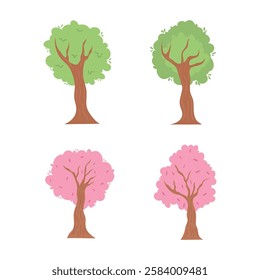 illustration of different trees set item