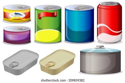 Illustration of  different type of cans