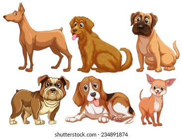 Illustration of different type of dogs