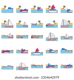 Illustration of different types of boats
