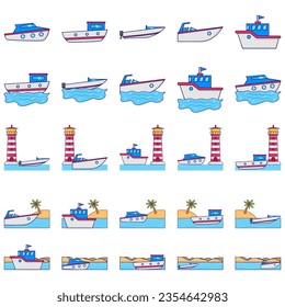 Illustration of different types of boats