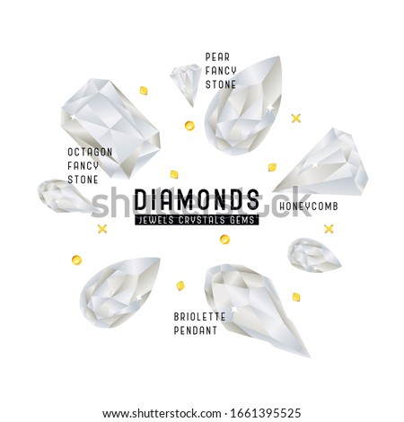 Illustration of different types of crystals for prints, cards, posters and t-shirt design.