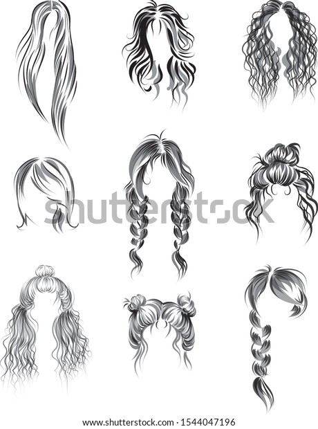 Illustration Different Types Hair Hairstyles Straight Stock Vector Royalty Free 1544047196