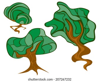 Illustration of different types of trees.