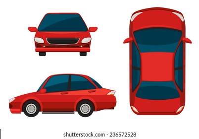 Illustration Of Different View Of A Red Car