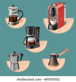 illustration of the different ways to make coffee