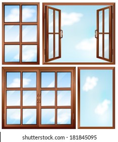 Illustration of the different window designs on a white background