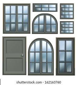 Illustration of the different windows design on a white background