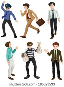 Illustration of the different work of men on a white background