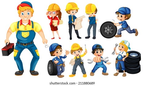 Illustration of different workers