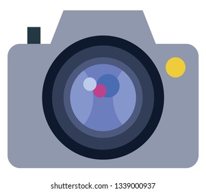 Illustration einer DigitKamera mit Fokuslinse und anderen Tasten, Vektorfarbzeichnung oder Illustration 
