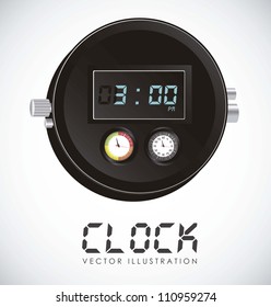 illustration of digital clock, isolated on white background, vector illustration