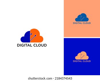 ILLUSTRATION DIGITAL CLOUD LOGO DESIGN VECTOR FOR YOUR TECH