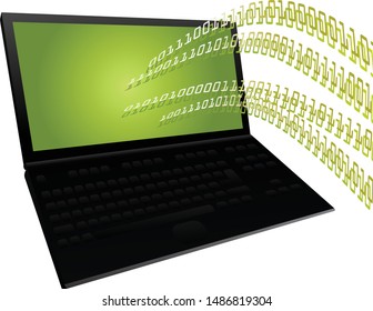 Illustration of digital communication from and to a laptop/notebook computer