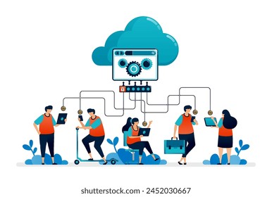 illustration of digital community and data security. secure privacy with password