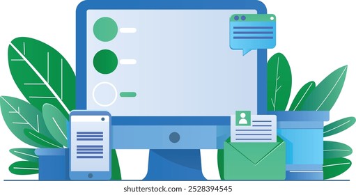 Illustration of digital gadgets for efficient work